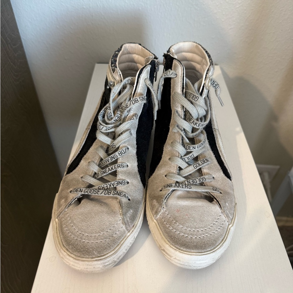 Golden Goose Glitter High Top Sneaker with Orange Star - Picture 4 of 5